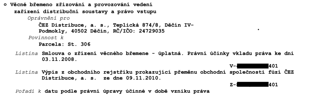 Věcné břemeno užívání - ukázka