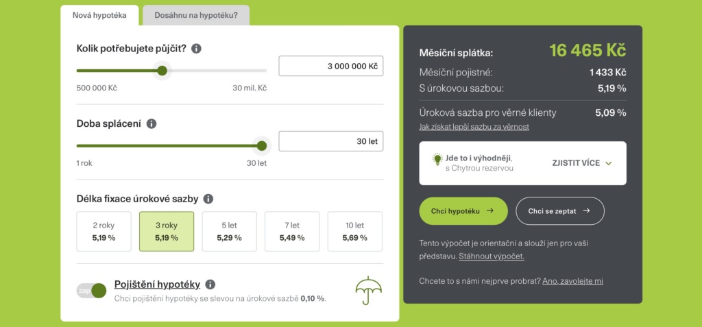 Kalkulačka Air Bank: srovnání splátky hypotéky a nájmu